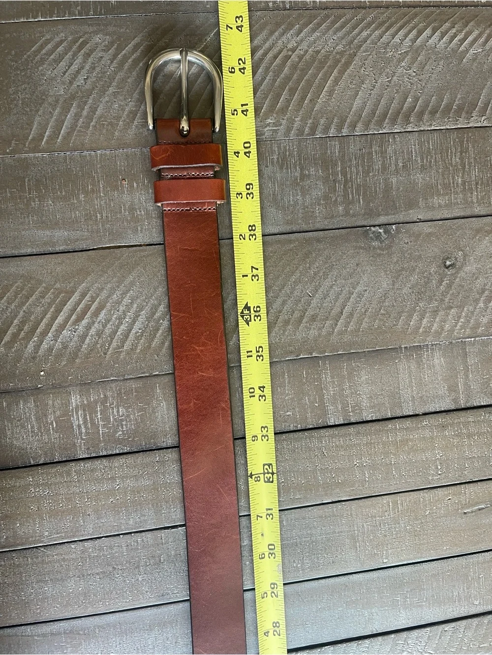Calvin Klein Chestnut Brown Leather Belt with Silver Buckle